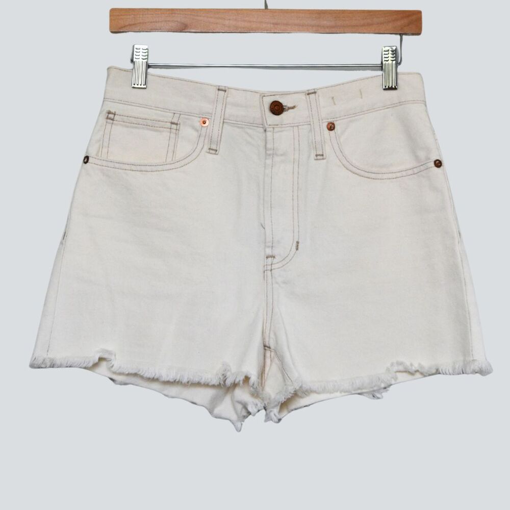 MADEWELL The Perfect Jean Short White Denim High Rise Cutoff Size 26